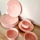 Lot of pink tableware "Faience de Salins" made in France