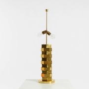 1960s brass table lamp by Vereinigte Werkstätten with an illuminated base