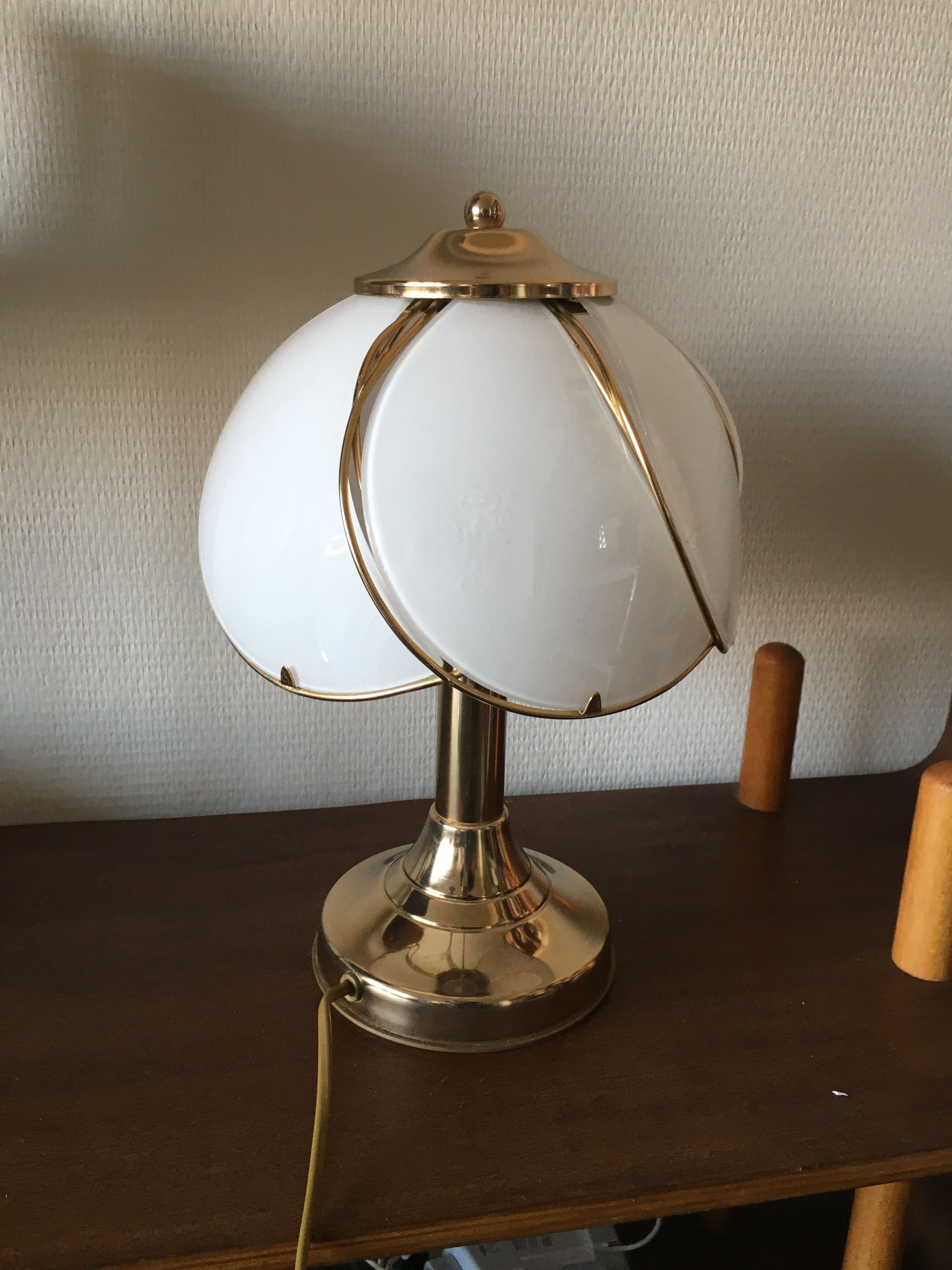 Vintage regency brass and glass table lamp, 1970s