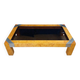 Italian burl coffee table after Willy Rizzo for Mario Sabot