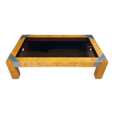 Table basse Italienne en loupe d’après Willy Rizzo pour Mario Sabot