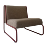 Fauteuil chauffeuse tweed design 1970 tibulaire chrome rouge