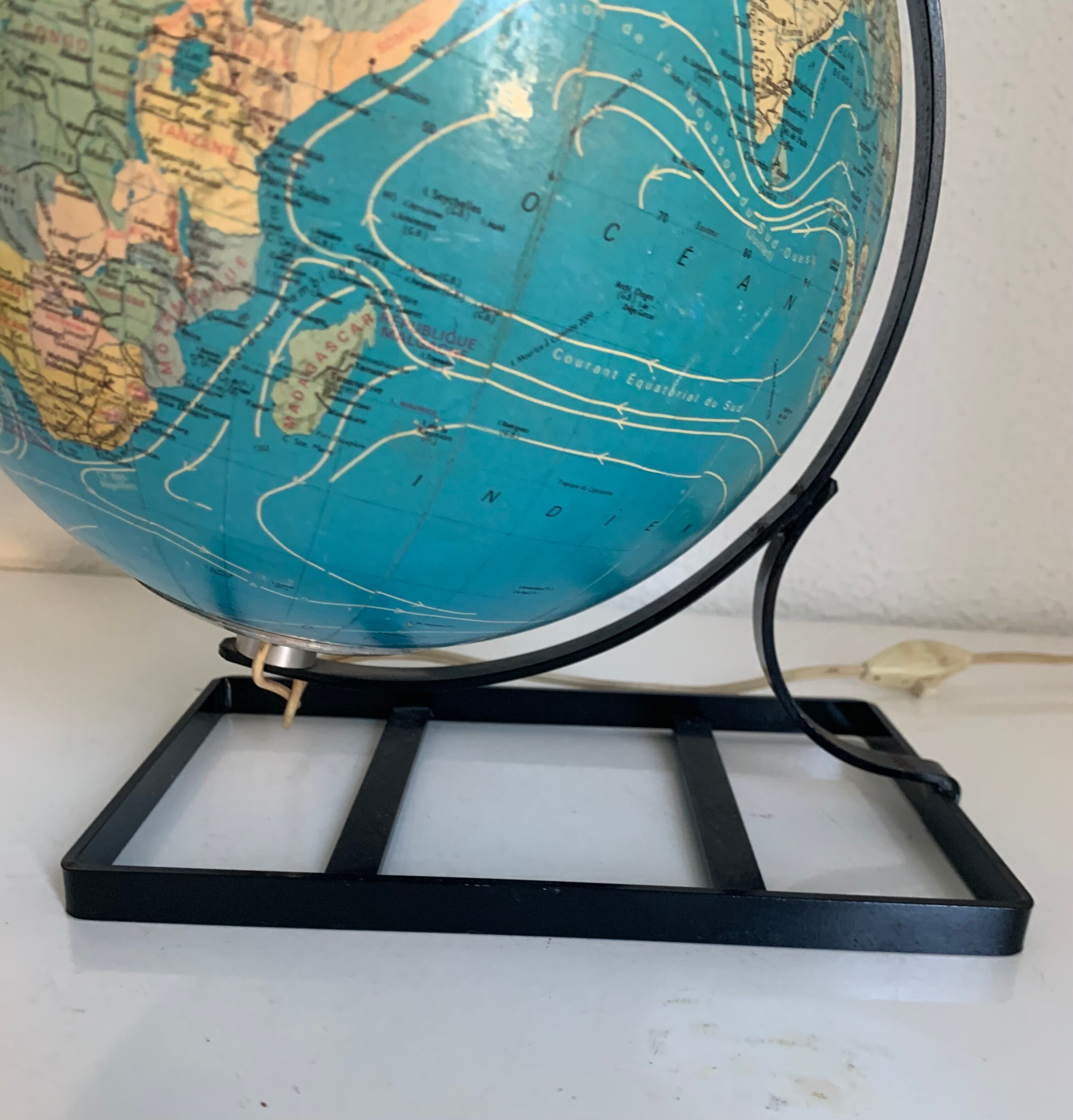 Vintage globe 1971 terrestrial Taride glass - 29 cm