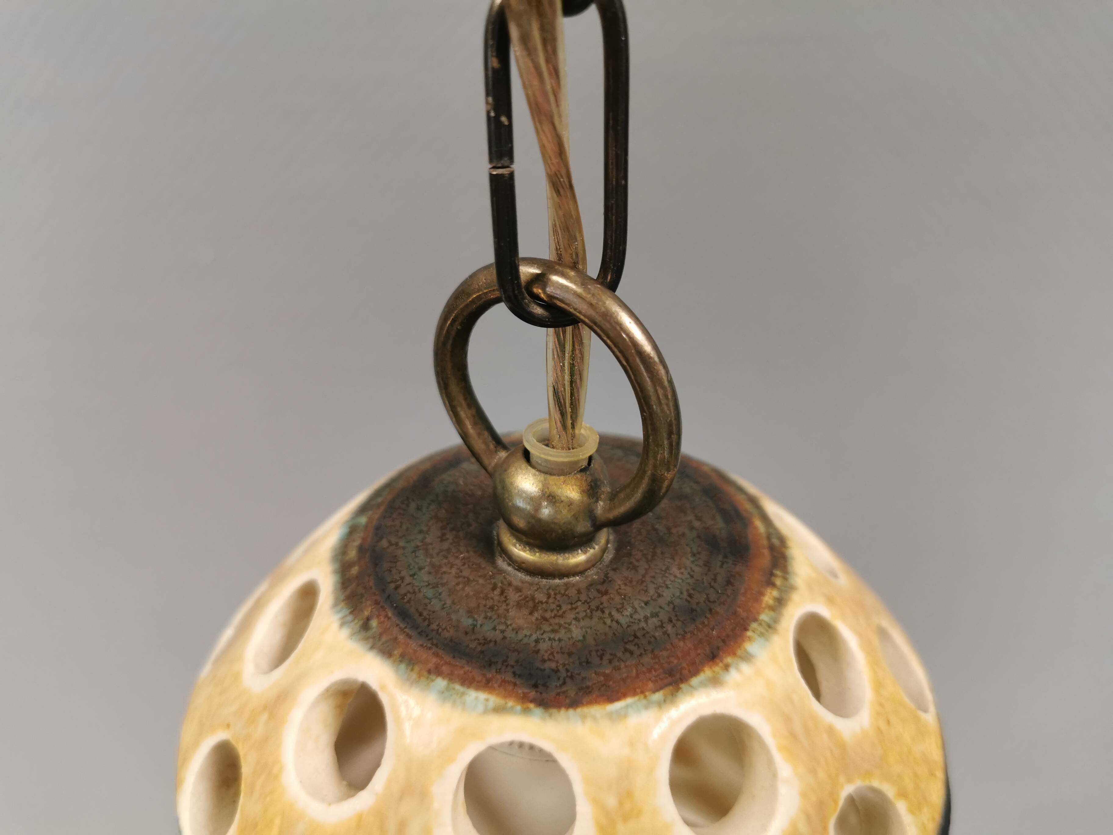 A stunning ceramic hanging lamp with exquisite details. Denmark 1970s