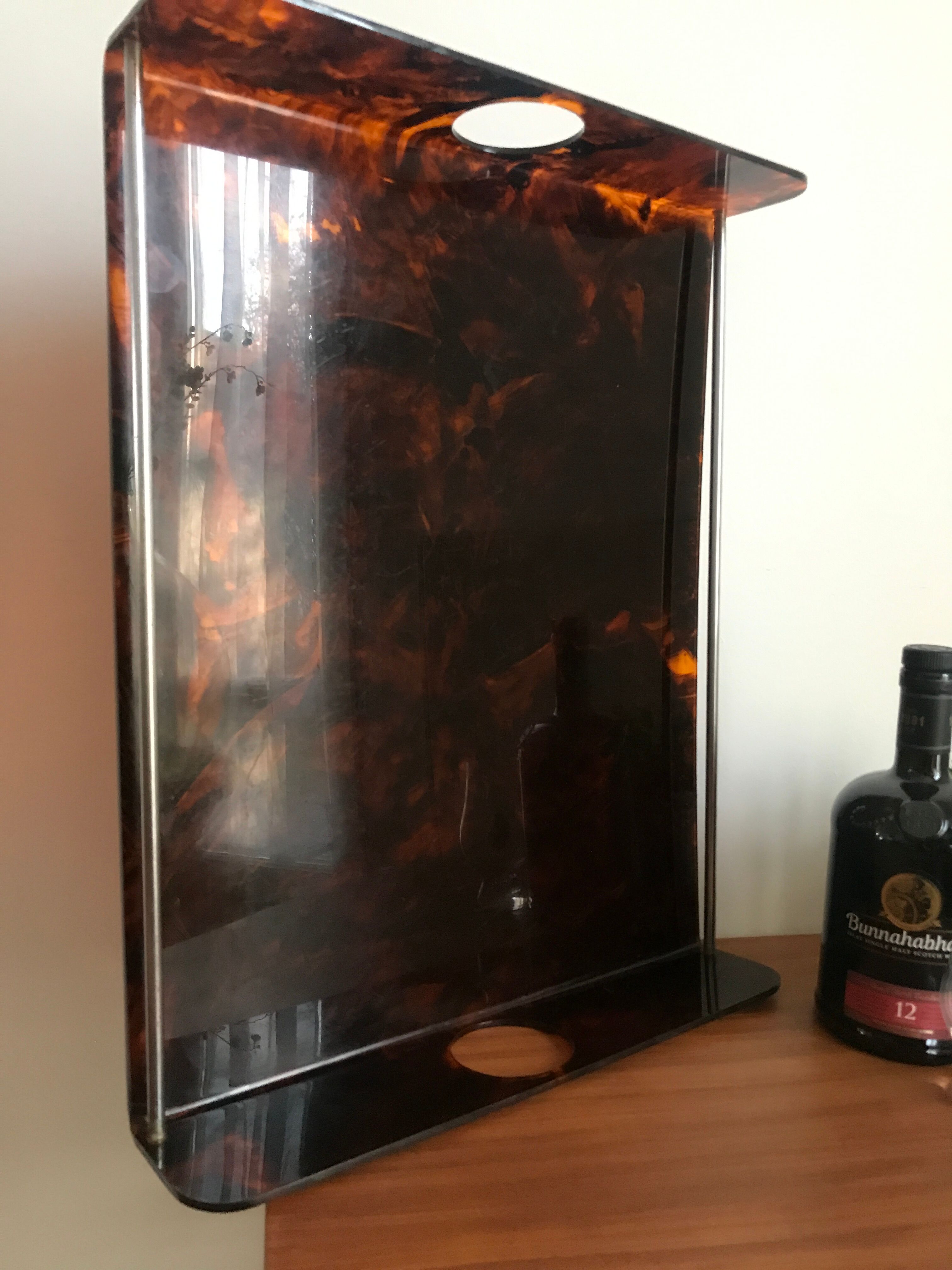 Tray in lucite tortoiseshell way circa 1970