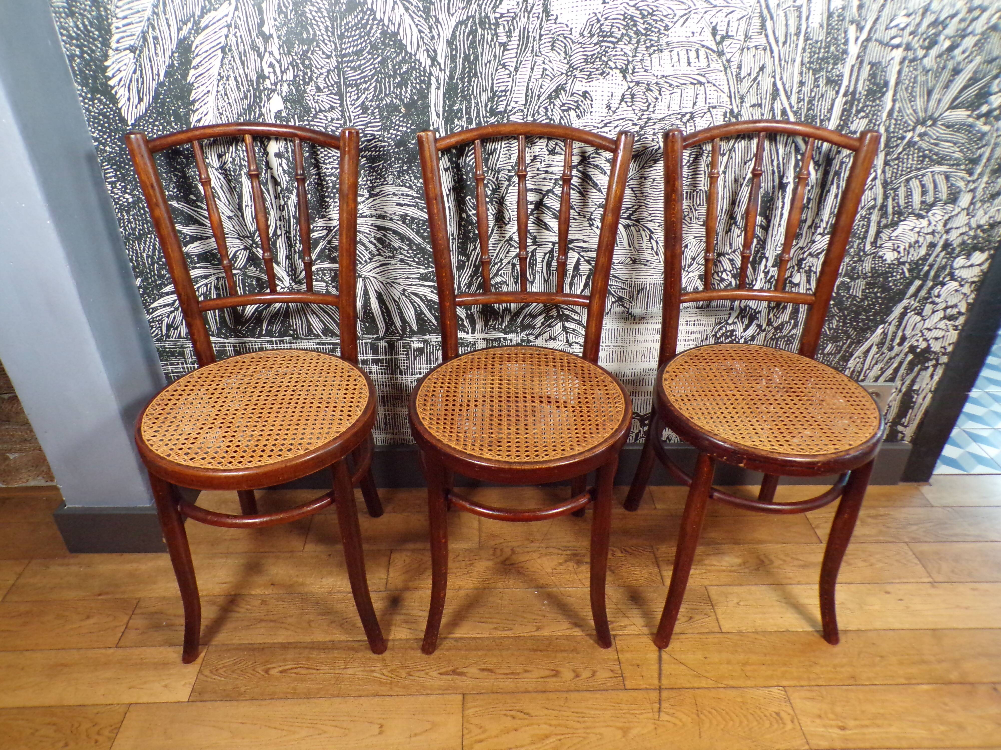 3 Mundus caned bistro chairs