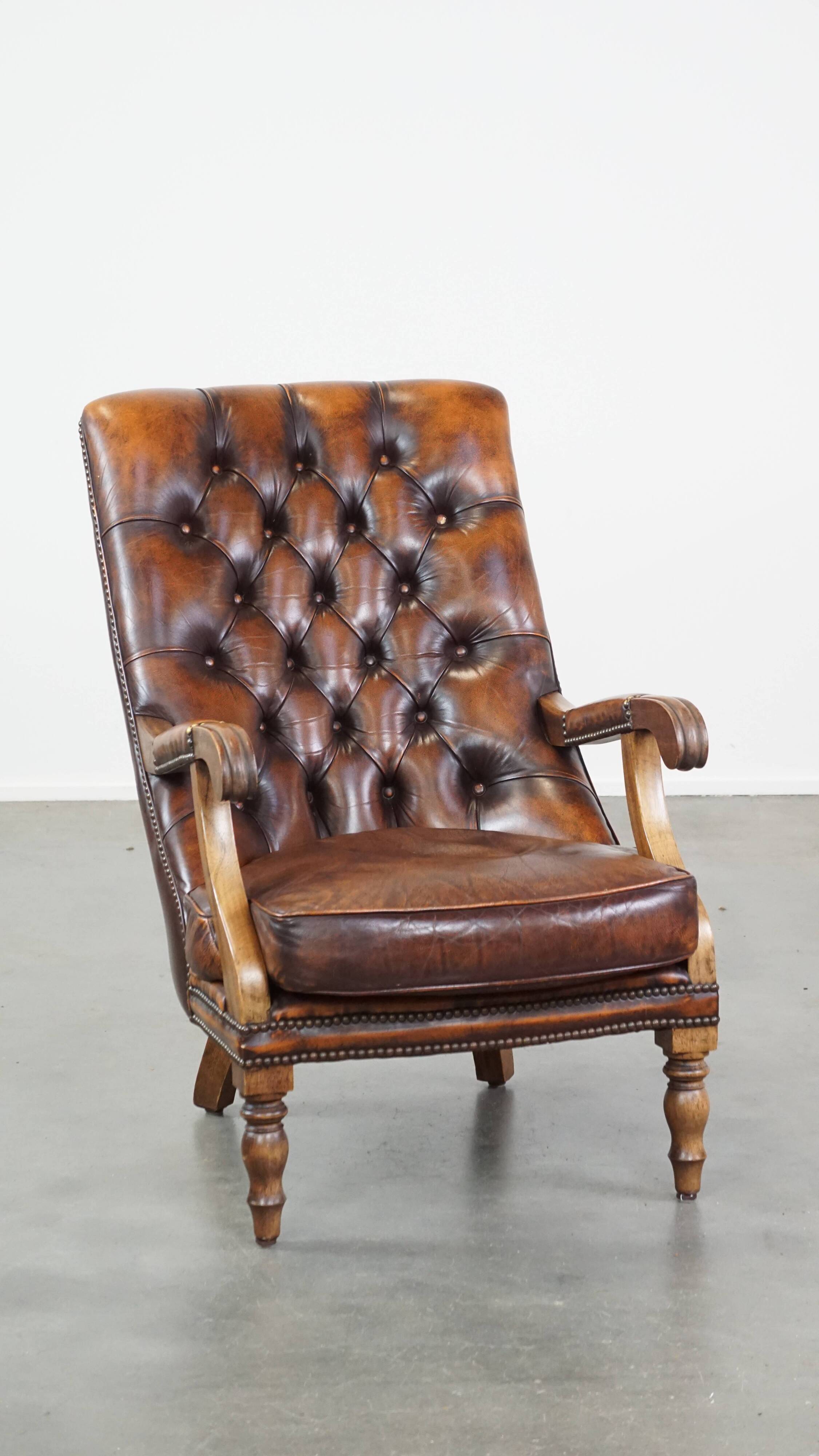 English cow leather chesterfield armchair