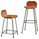 Set of 2 stools "Les Arcs" selected by Charlotte Perriand in leather.