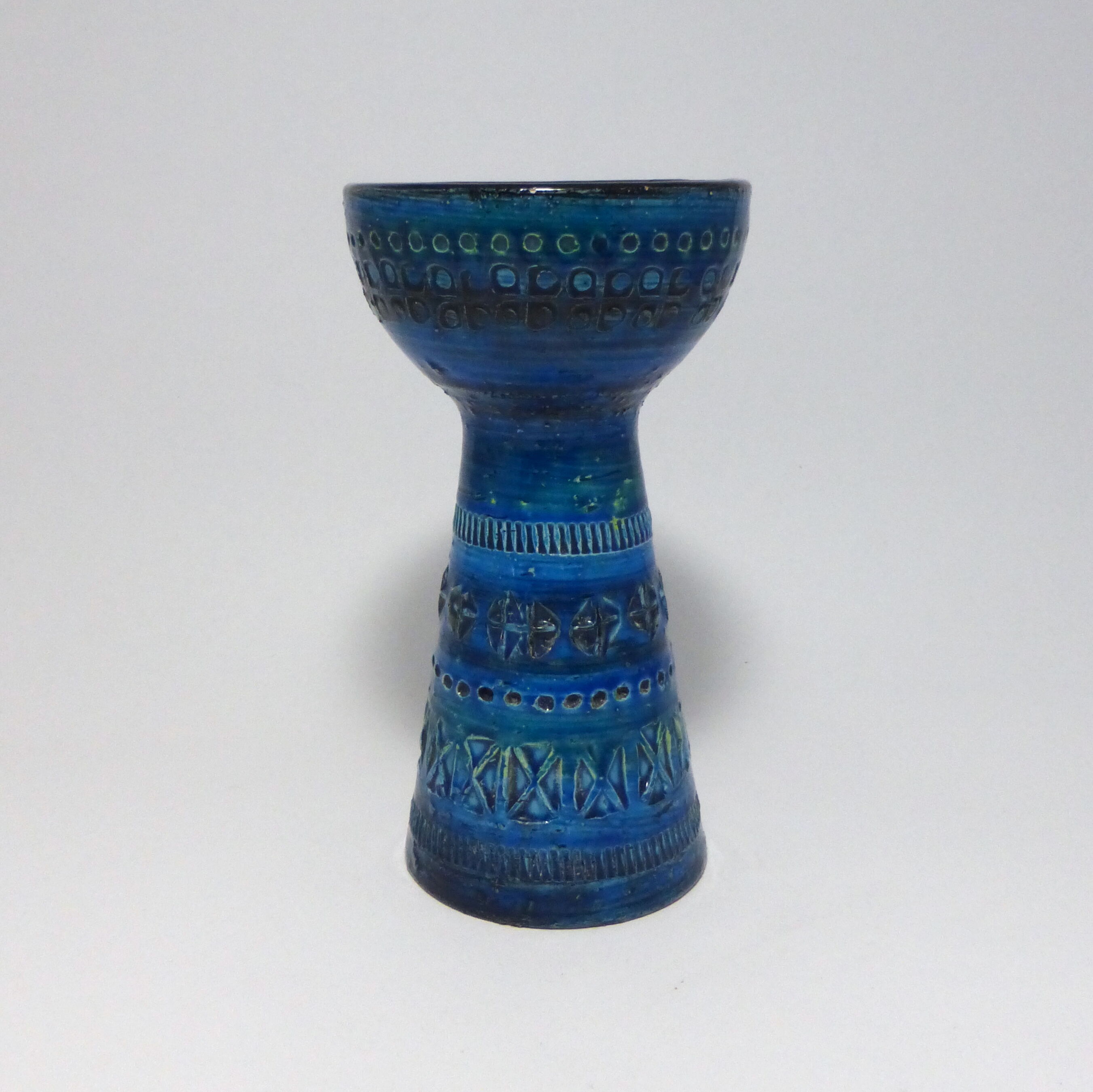 1950 1960 Rimini Blu Aldo London Diamond Bitossi ceramic candleholder
