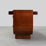 Belgian Art Deco Cabinet in Burl Veneer with Marble and Glass, circa 1930