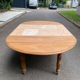 Table à manger ronde extensible Louis Philippe rénovée 215cm