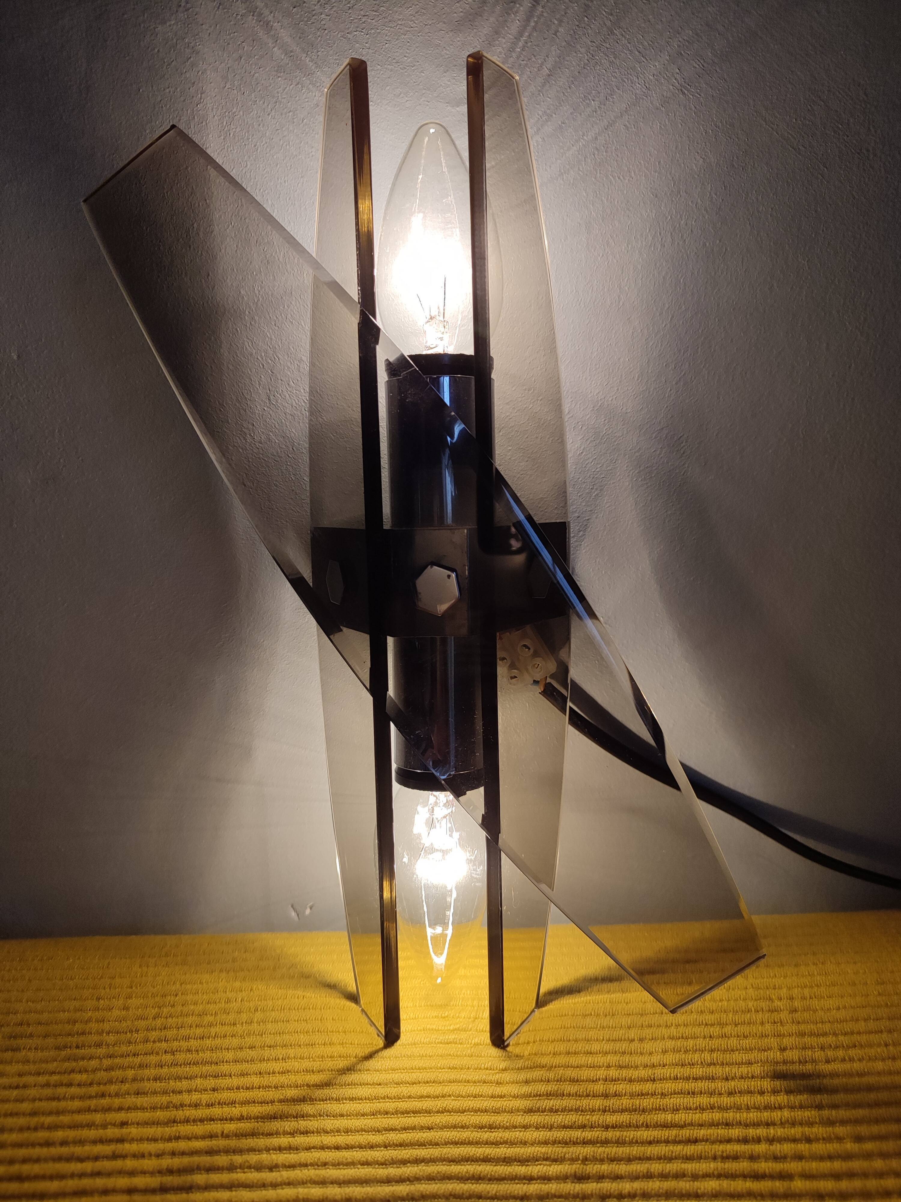 Pair of vintage design double fires smoked glass