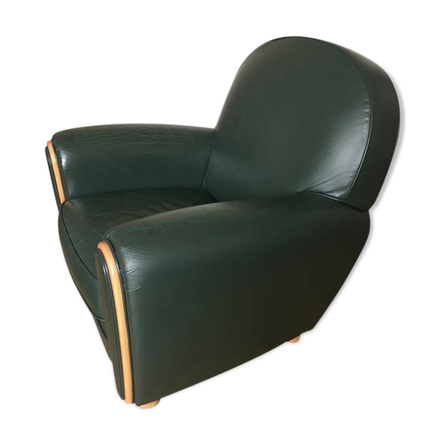 Fauteuil club cuir vert anglais