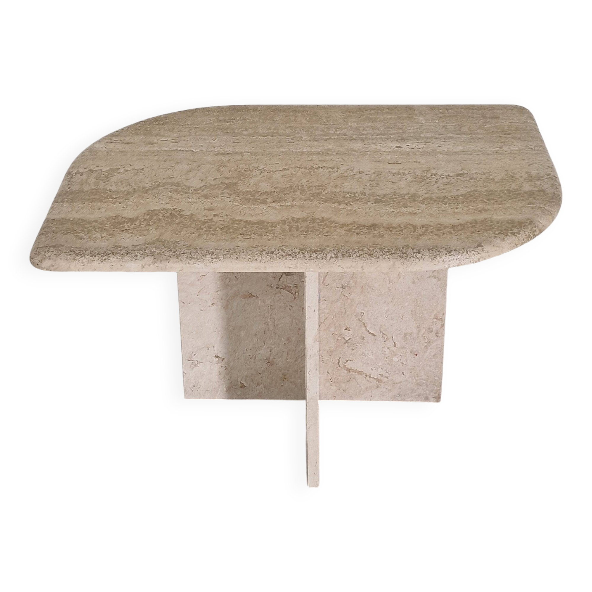 Travertine Coffee or Side Table in Teardrop Shape, Italy 1980s