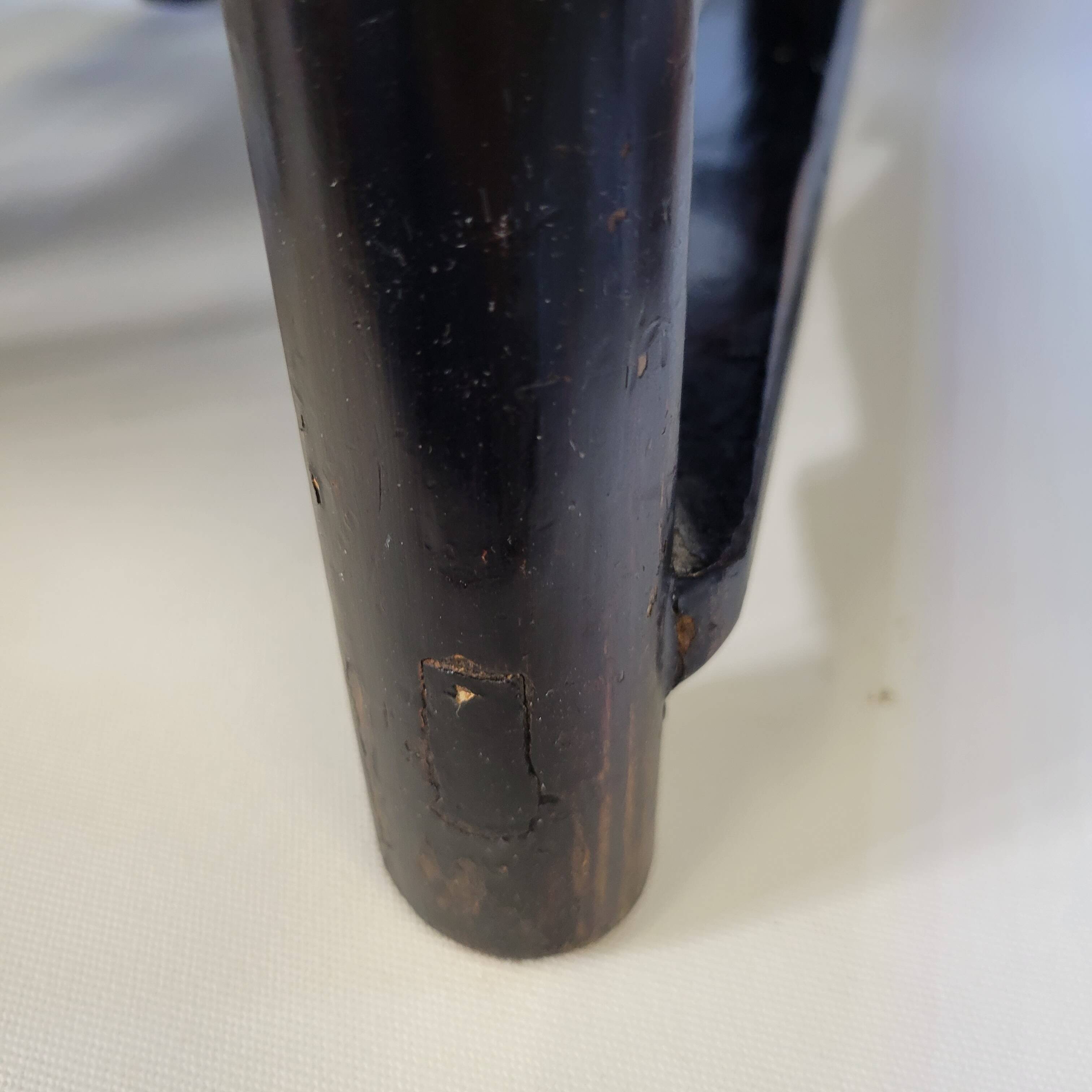 Pair of old chairs armchairs 19th century Chinese stools in black lacquered wood