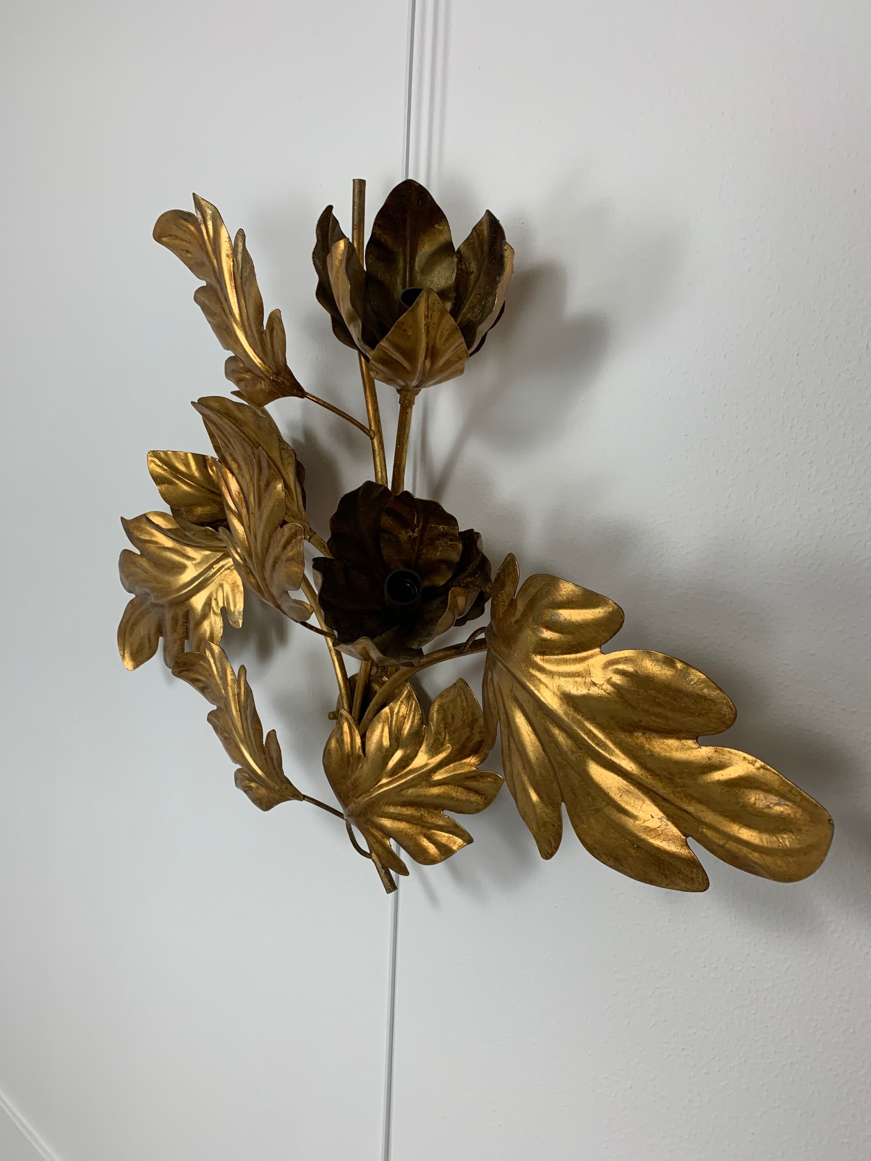Applique Hans Kögl, feuillage doré, 3 feux