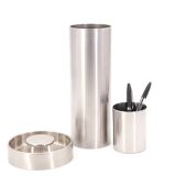 Large minimalist cylindrical steel vase, 1970s