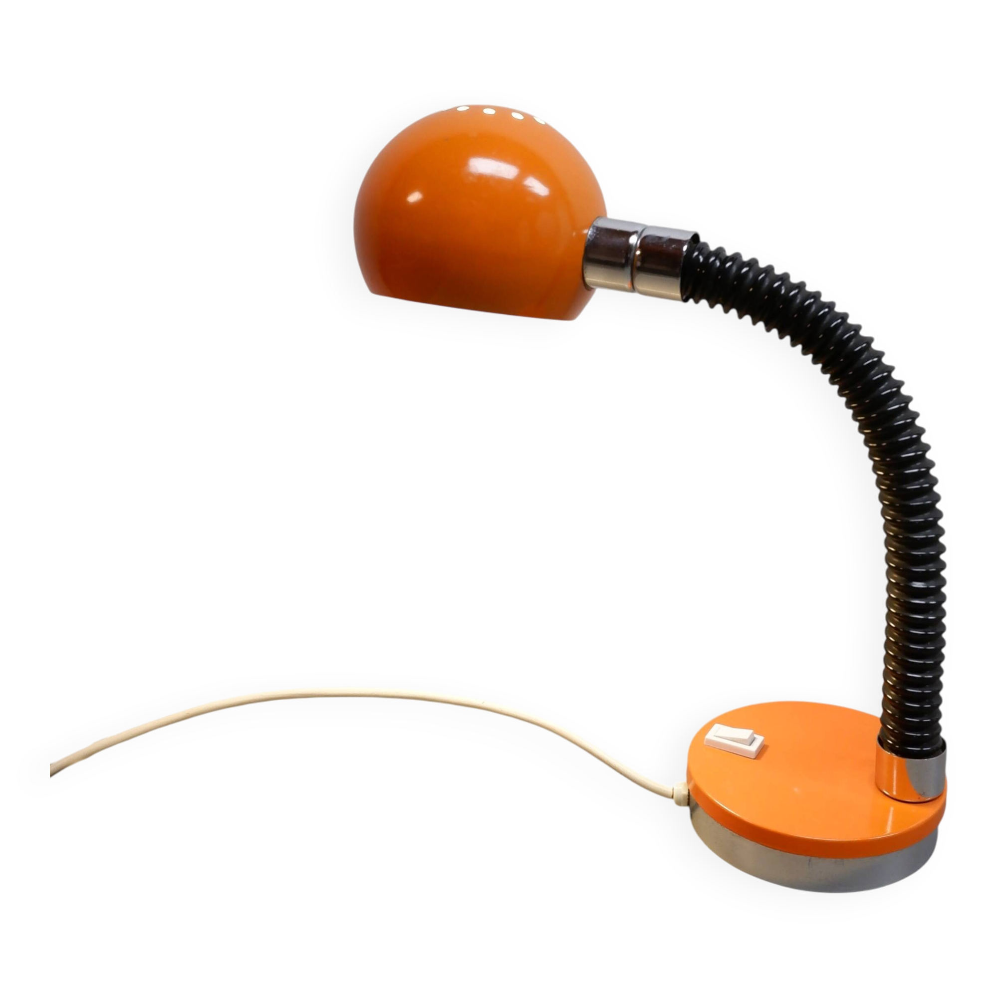 Lampe de bureau orange de l'ère spatiale, années 1970