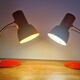 Paire de lampes de table rouges Midcentury Napako, années 1970