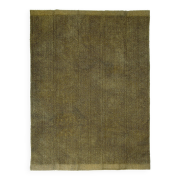 Large Handmade Army Green Kilim Rug, 224x303Cm