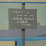 Modernist painting seen from Antibes Trident beach 70s Paliero Klingue