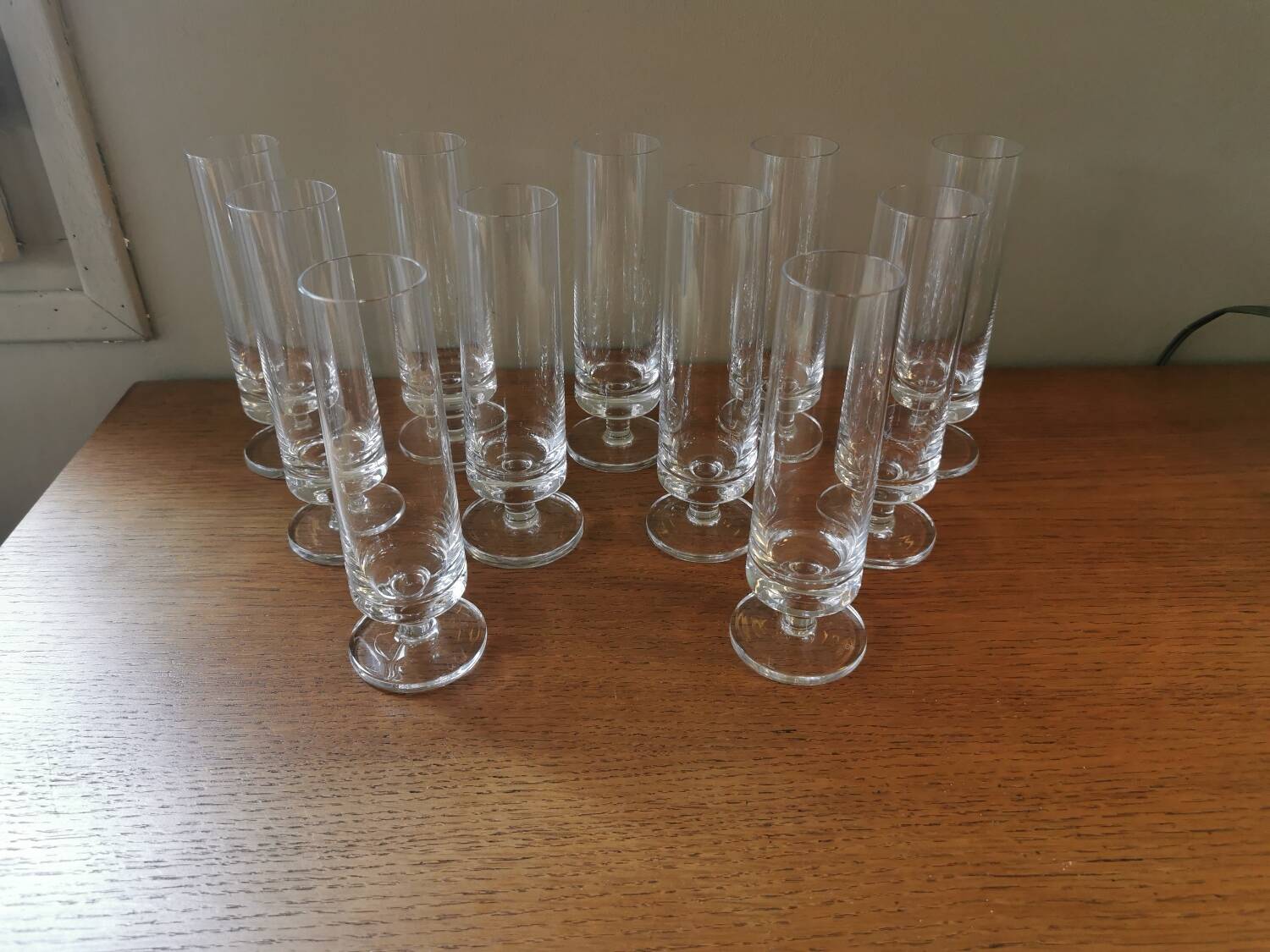 Set of 11 vintage crystal champagne flutes