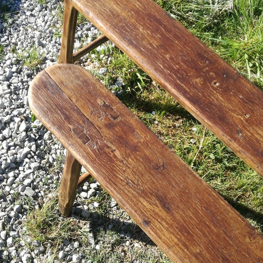 Ancient primitive farm benches