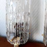 Pair of 1950s brass and glass wall lights