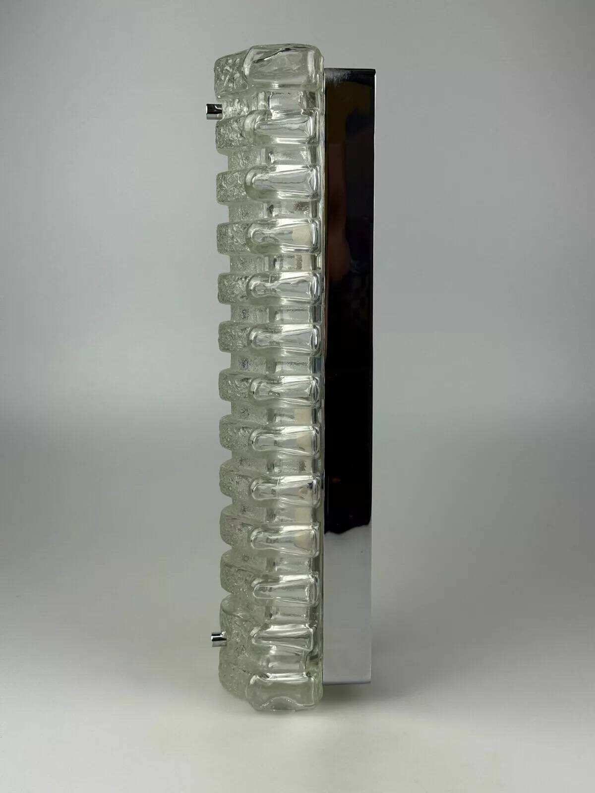 60s 70s wall lamp Limburg Germany Wall Sconce Ice Glass Chrome Space Age
