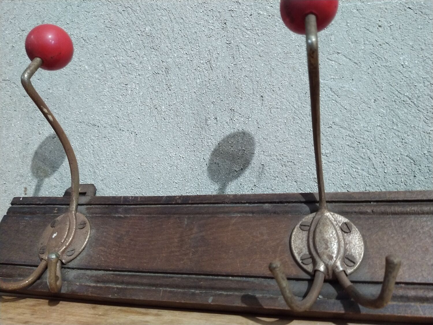Vintage wood and metal coat rack