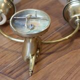 ART DECO brass wall light, two glass globes