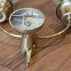 ART DECO brass wall light, two glass globes
