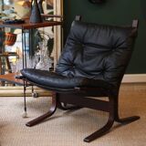 Fauteuil Siesta, Ingmar Relling, cuir noir