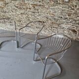 Lot de 4 Chaises à Bras, En Métal Chromé – 1970