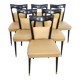 Ensemble de six chaises de salle à manger en skaï beige, origine : Melchiorre Bega, Italie