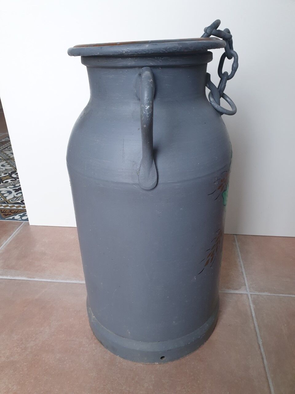 Large old farm milk pot