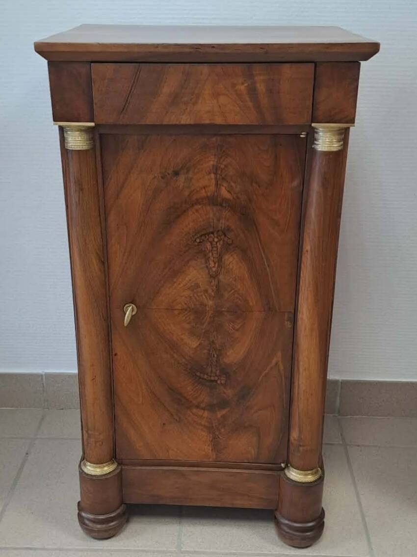 Empire-style bedside table in walnut