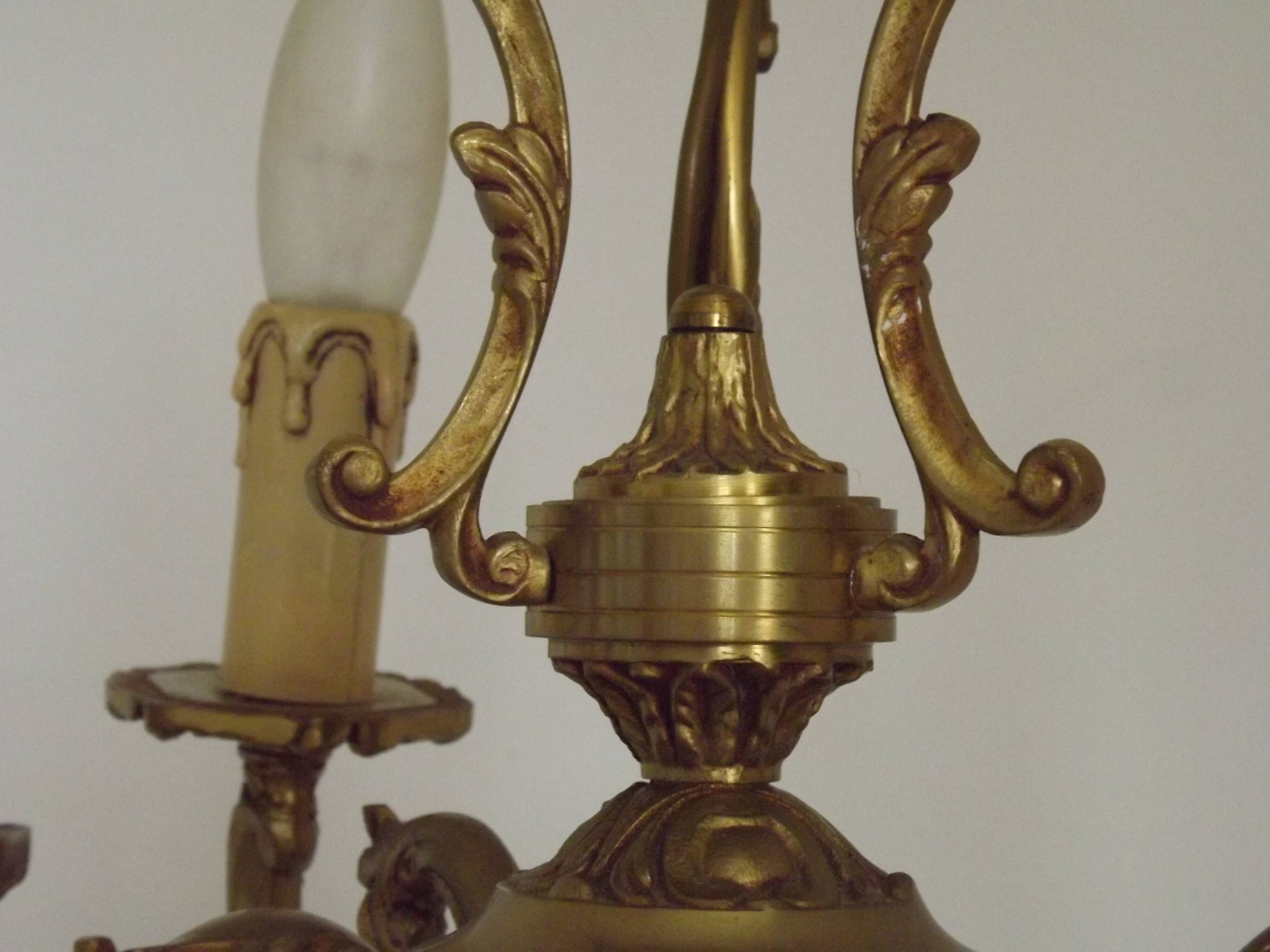 French Art Nouveau Bronze 3 Light Acanthus Detail Cage Candlestick 5476