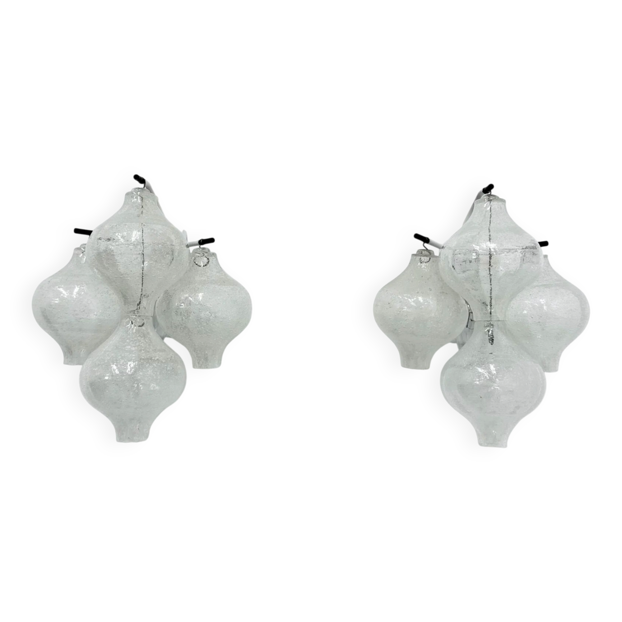 Mid-century Tulipan glass pair of sconces by Kalmar, Austria, 1960s