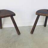Pair of vintage tripod farm stools