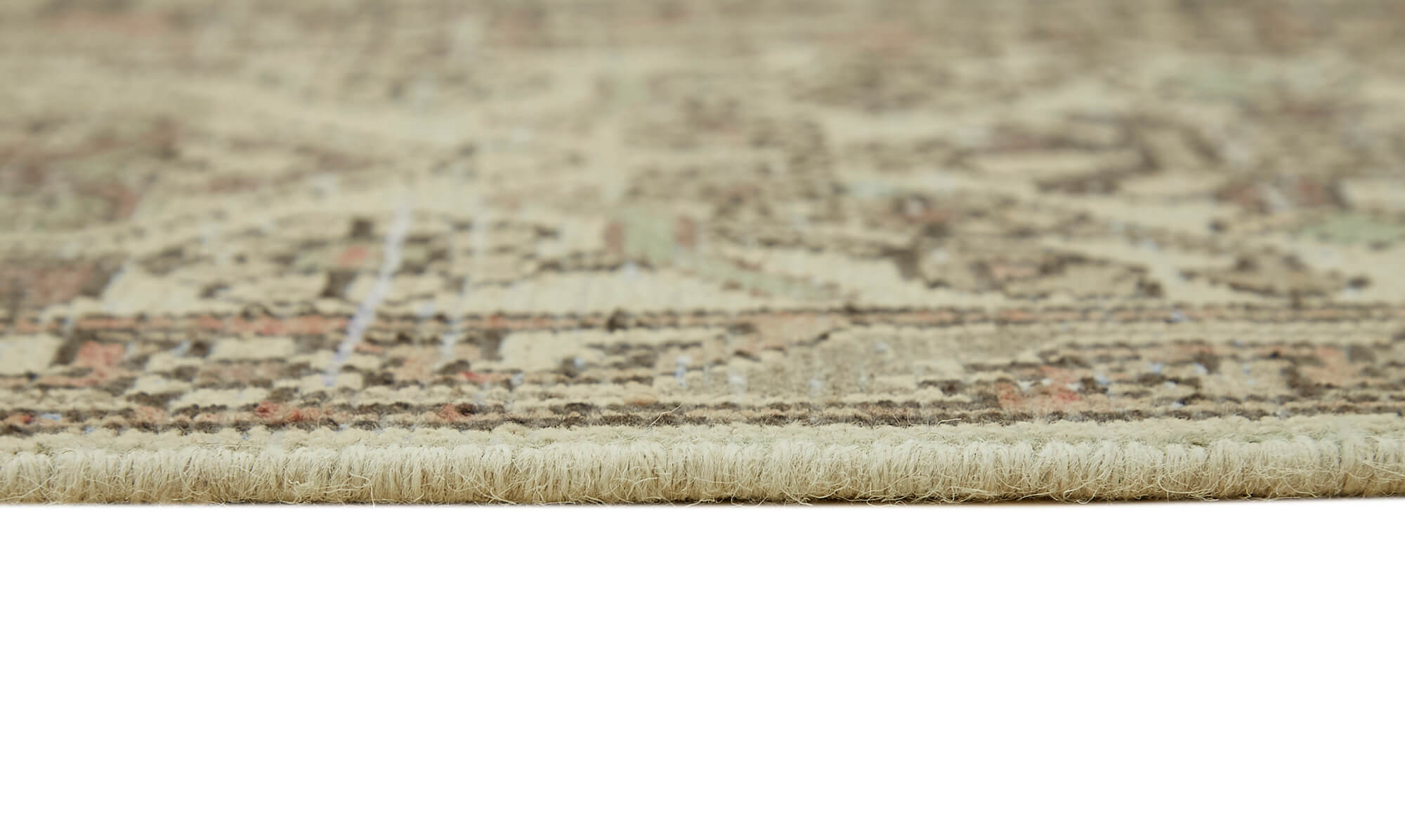 Handmade oriental 1980s 303 cm x 368 cm beige wool carpet