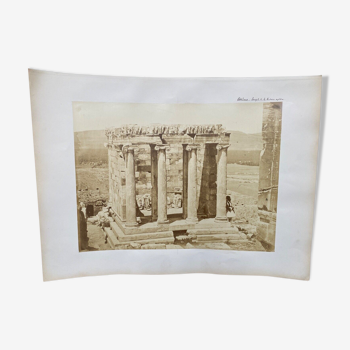 Photo Athènes Temple de la Victoire Aptère XIXe P. Moraïtes Albumine contrecollée sur carton