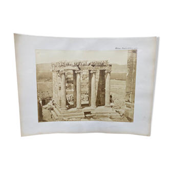 Photo Athènes Temple de la Victoire Aptère XIXe P. Moraïtes Albumine contrecollée sur carton