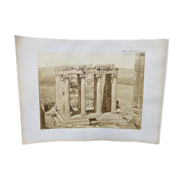 Photo Athènes Temple de la Victoire Aptère XIXe P. Moraïtes Albumine contrecollée sur carton