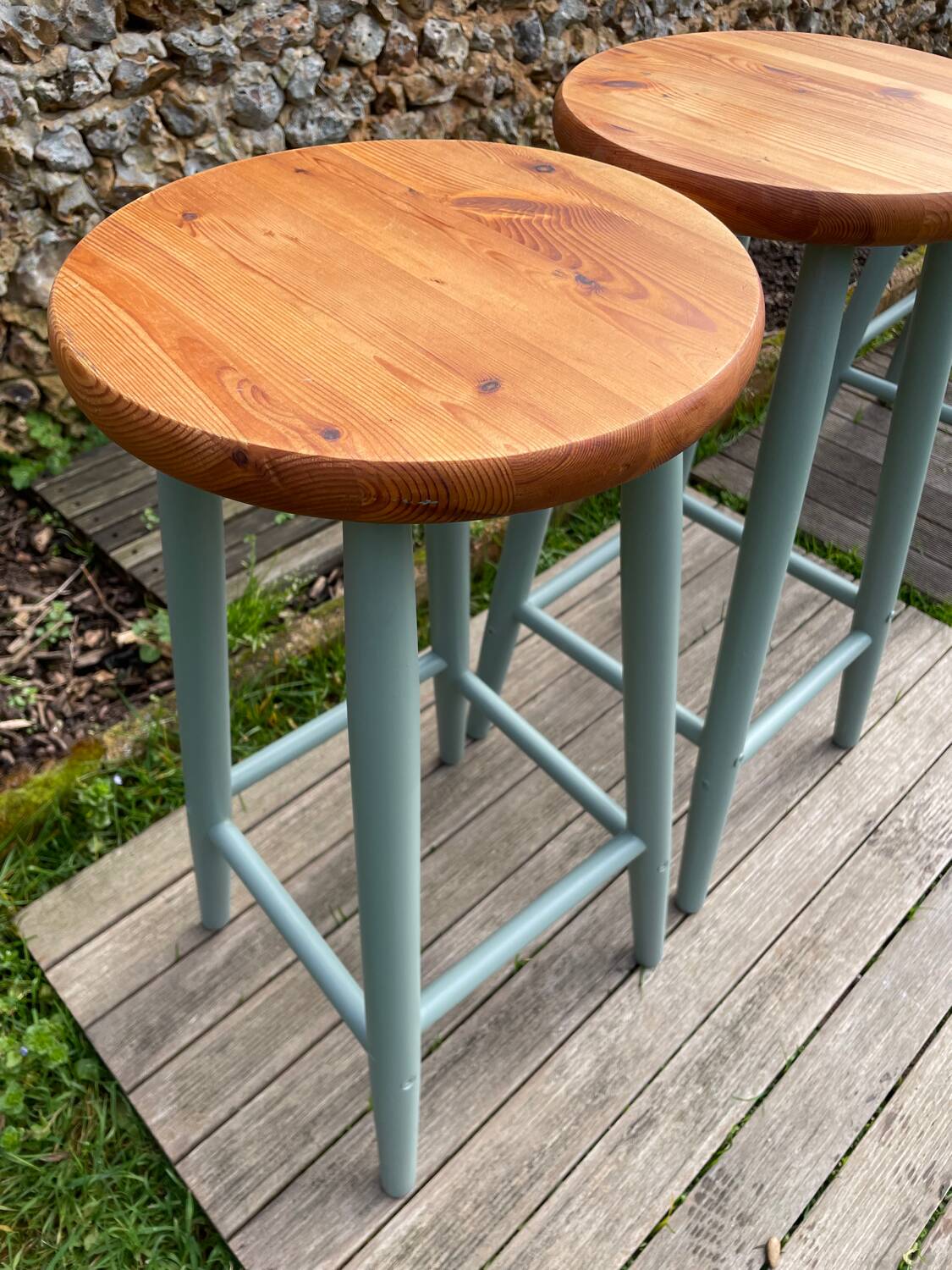 Pair of vintage wooden stools