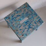Blue patinated farm stool