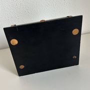 Vintage 1960 cigarette holder ashtray dispenser wood metal - 19 x 15 cm
