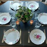 Mismatched set of 6 rose motif plates