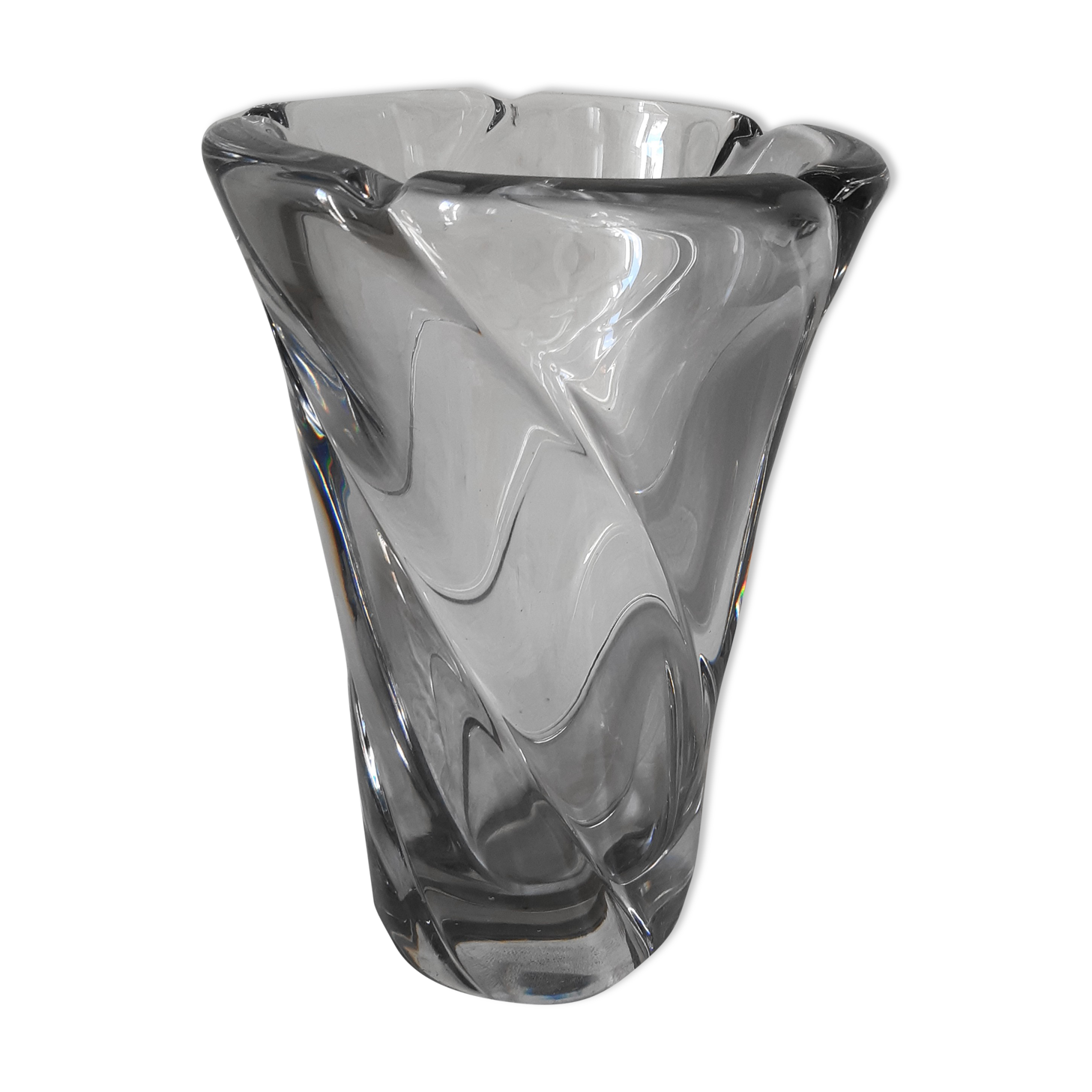 Daum vase in molded crystal, 60s