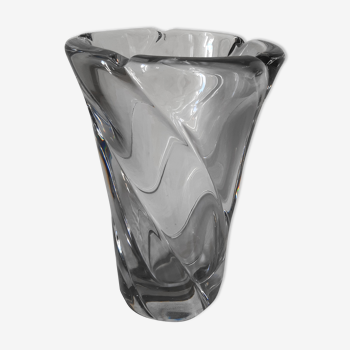 Vase Daum en cristal moulé ,années 60